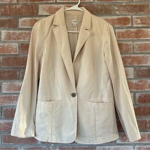 J. Crew Linen Cotton One Button Blazer Women’s 2 Cream Beige Office Business